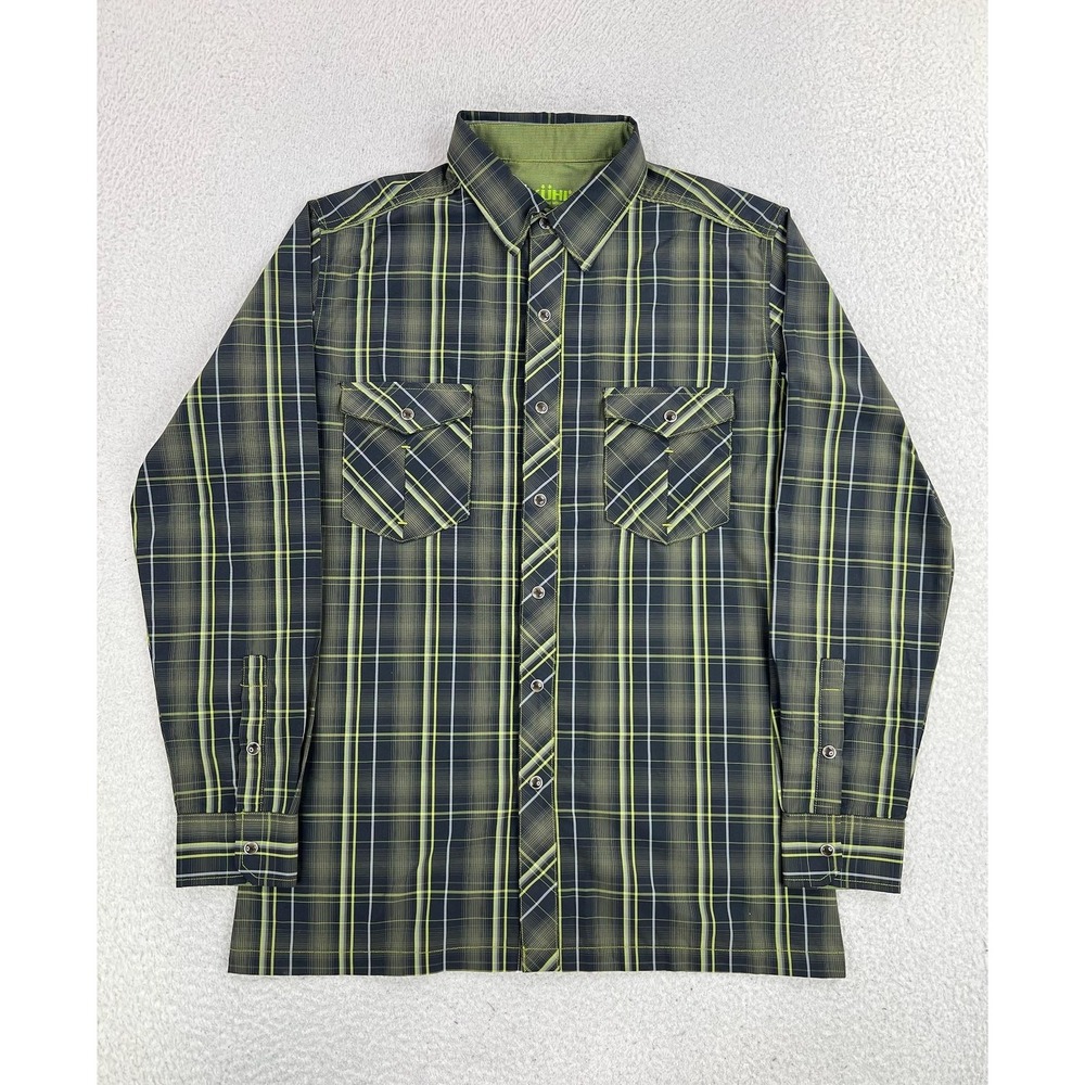 Kuhl Shirt Mens Small Green Plaid Pearl Snap Long Sleeve Eluxur Casual